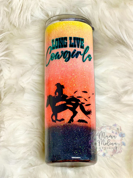 {RTS} 20oz Skinny Duo Long Live Cowgirls Tooled Leather